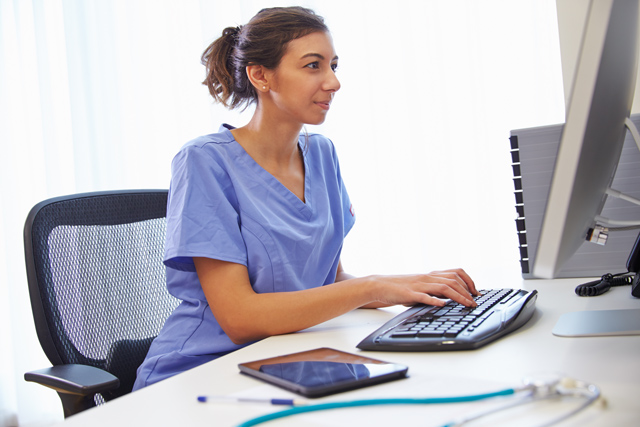 a medical assistant doing data entry